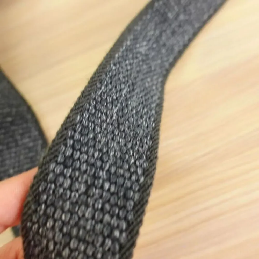 Woven‎ Black Mens Belt 36 Slide Buckle Fabric Basic No Holes Work Gevaert JAPAN